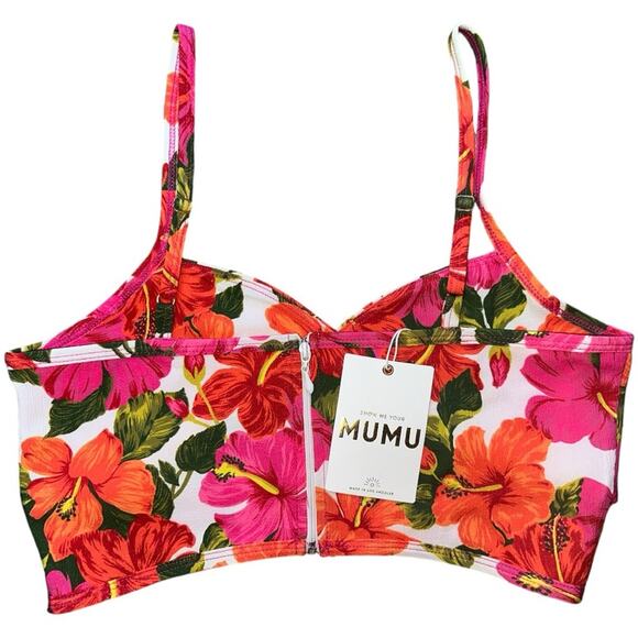 NWT Show Me Your MuMu Kiki Crop in Bahama Mama Crinkle Stretch Size Medium - Picture 6 of 7